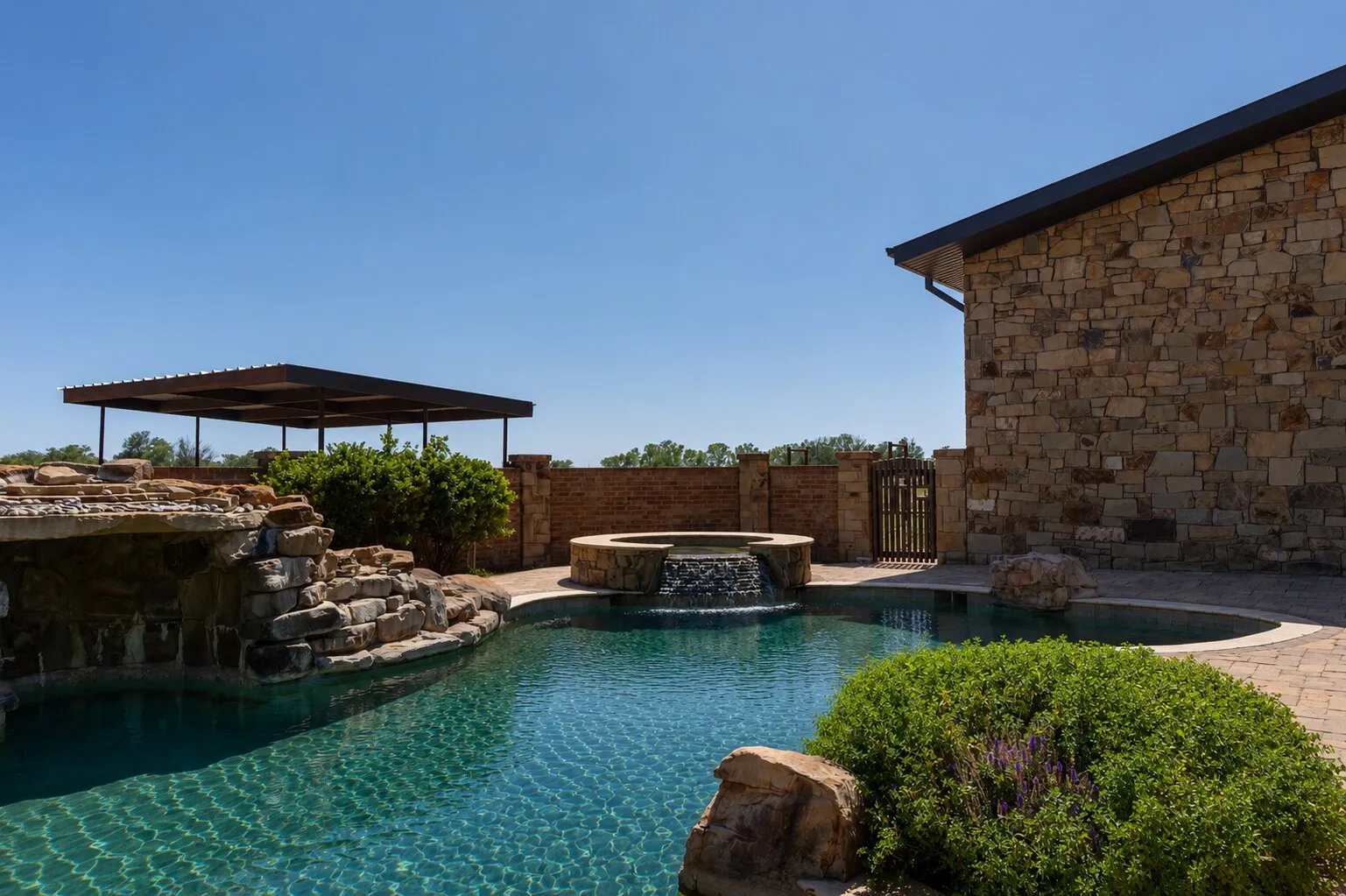 Backyard pool real estate photo